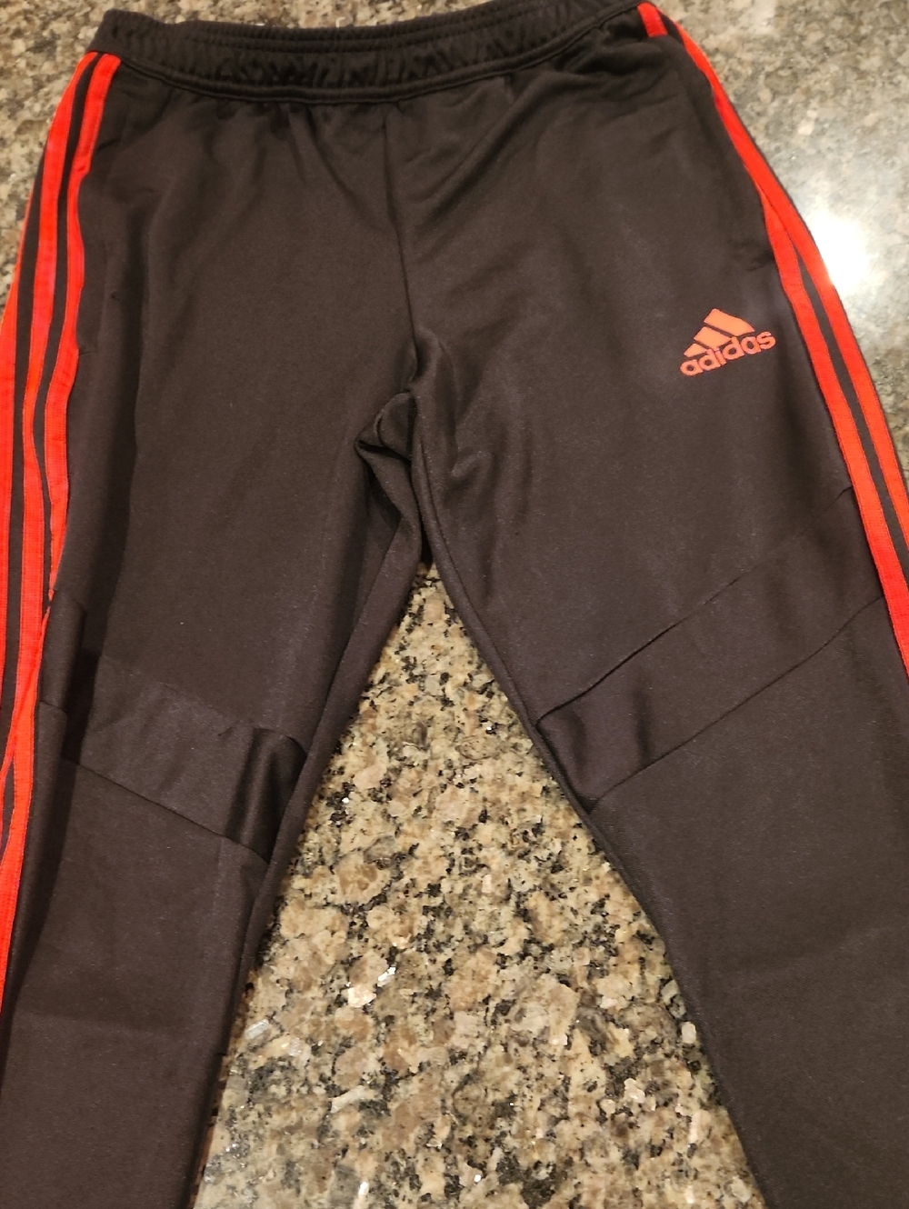 adidas Kids Black Joggers with Red Side Stripes